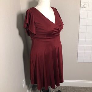 Burgundy Plus size 2X fit and flare cocktail dress